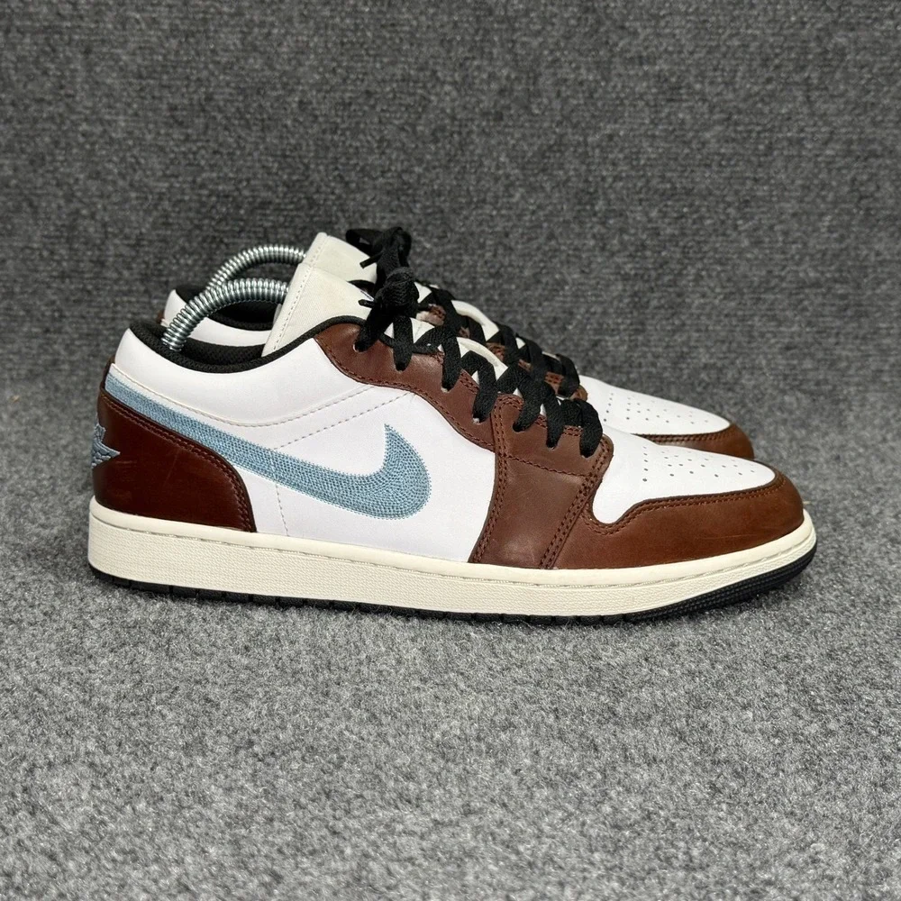 Jordan 1 Retro Low SE Shoes Men's 10 Brown Blue‎ Grey Leather Athletic Sneakers